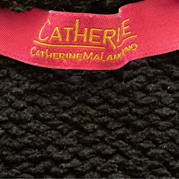 Catherine Malandrino black long sleeve sweater distressed b24 - Picture 2 of 4